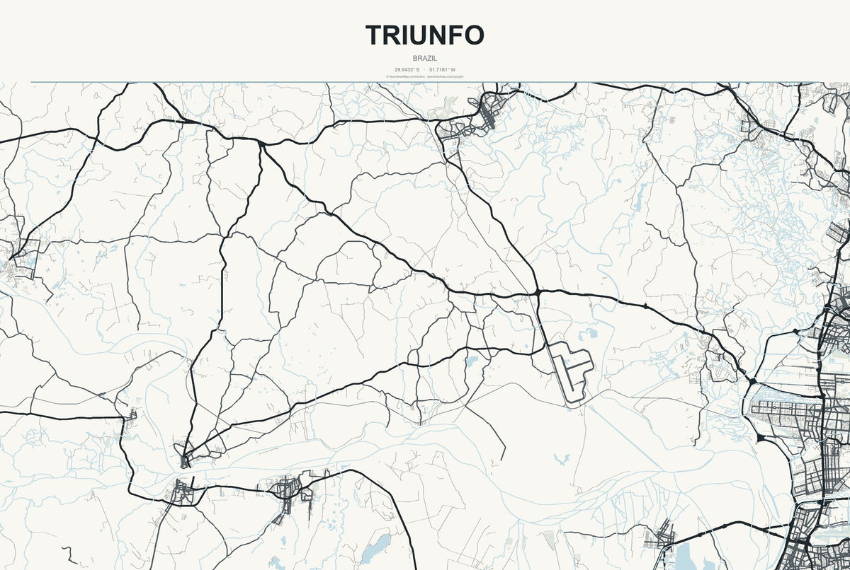Triunfo, Pernambuco, Brazil City Map Aluminum Sign in Headline Atlas style