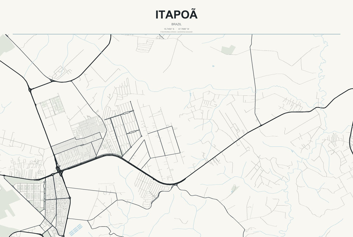 Itapoã, Brazil City Map Aluminum Sign in Headline Atlas style