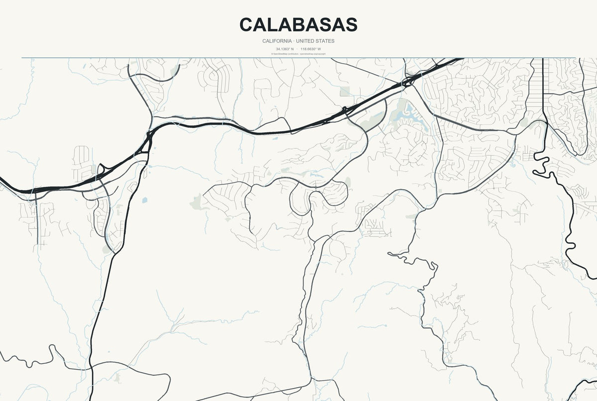 Calabasas, California City Map Aluminum Sign in Headline Atlas style