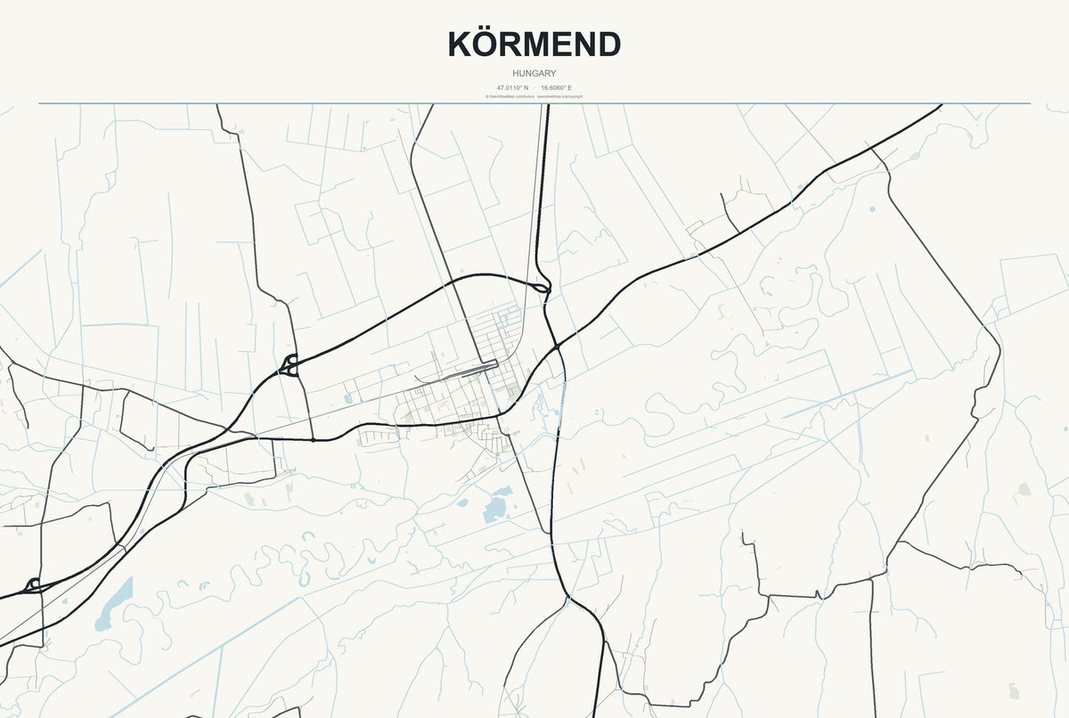 Körmend, Hungary City Map Aluminum Sign in Headline Atlas style
