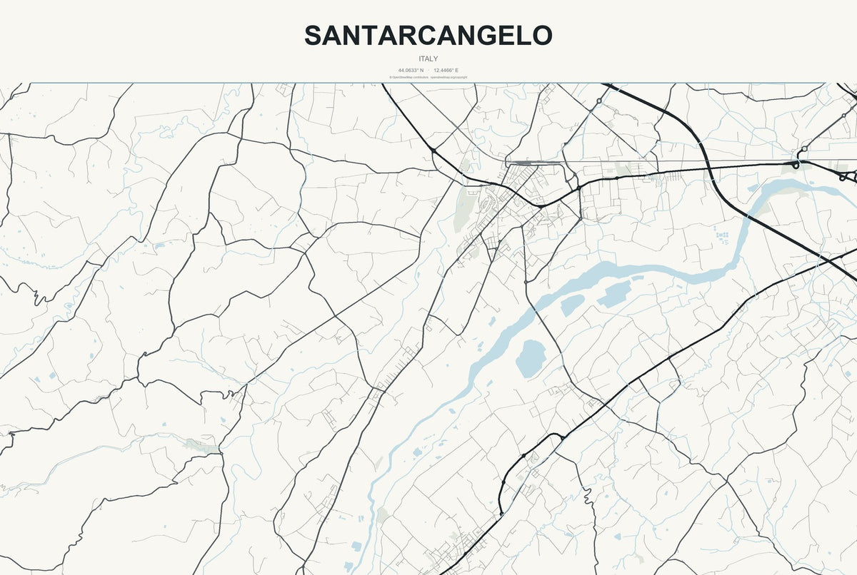Santarcangelo, Italy City Map Aluminum Sign in Headline Atlas style