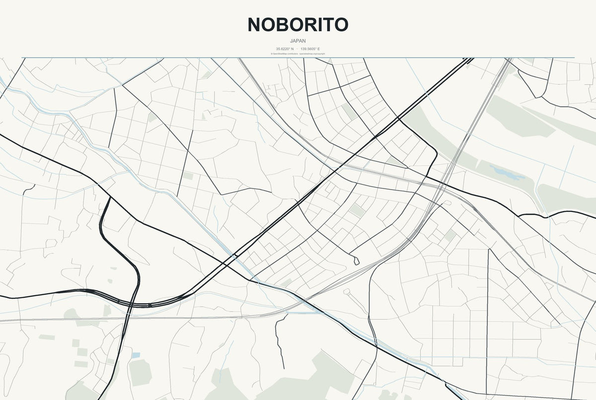 Noborito, Japan City Map Aluminum Sign in Headline Atlas style