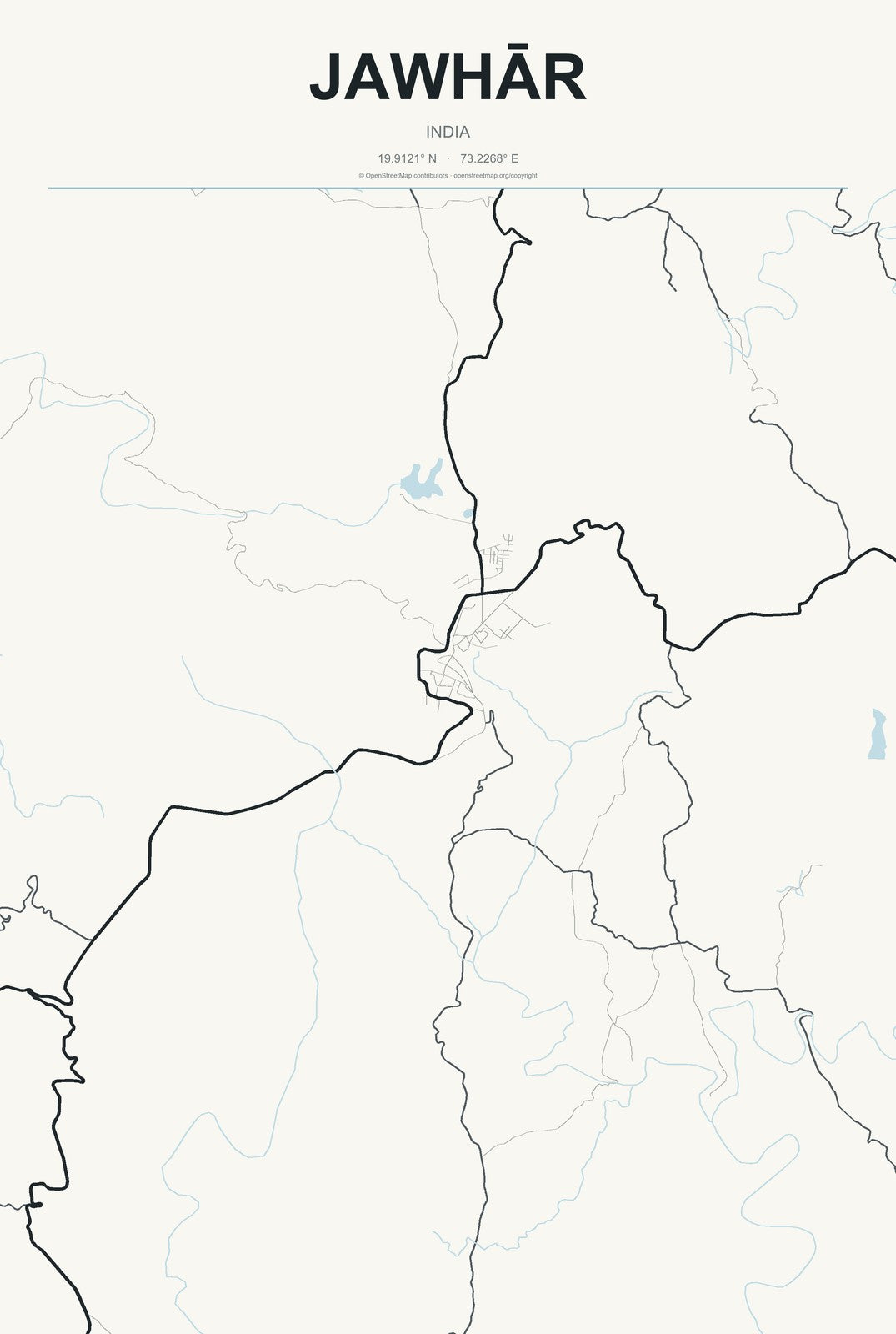 Jawhār, India City Map Aluminum Sign in Headline Atlas style