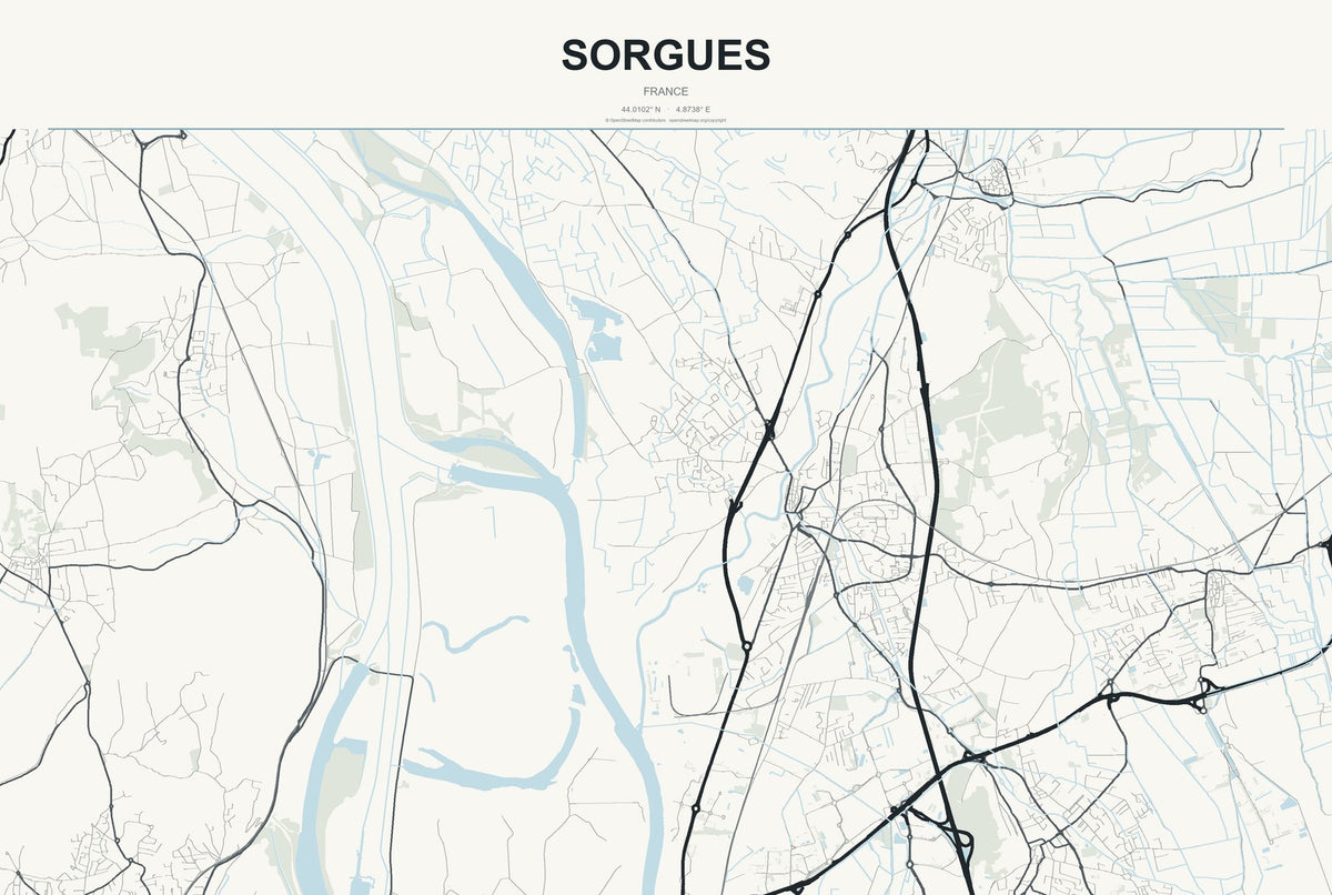 Sorgues, France City Map Aluminum Sign in Headline Atlas style