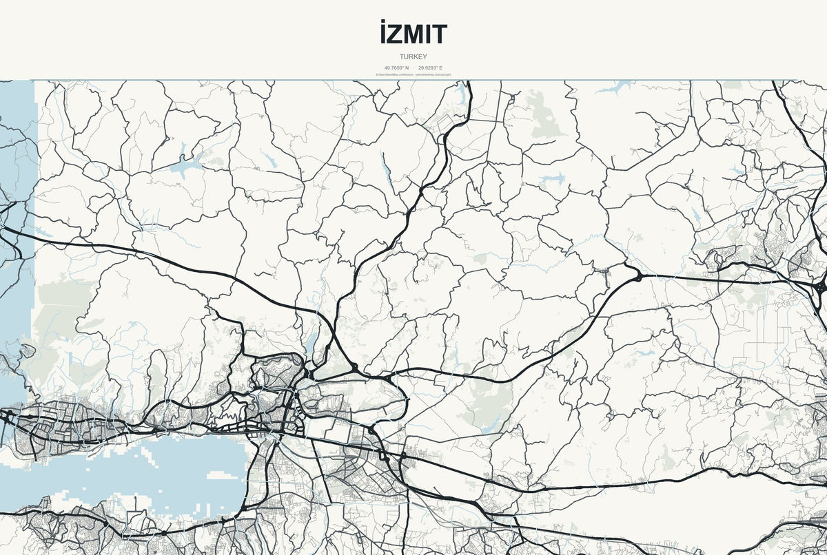 İzmit, Turkey City Map Aluminum Sign in Headline Atlas style