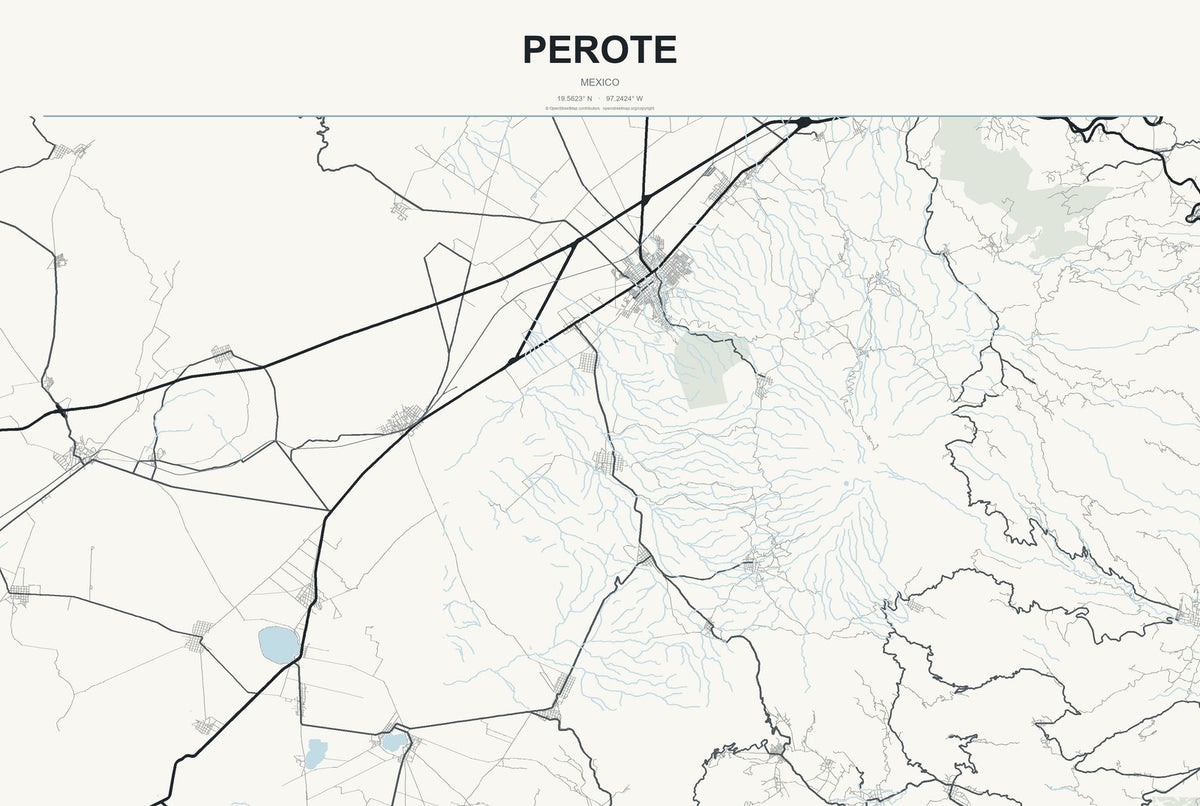 Perote, Mexico City Map Aluminum Sign in Headline Atlas style