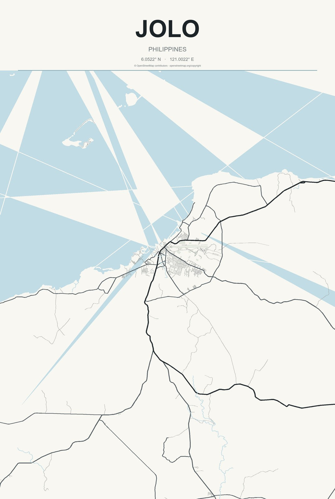 Jolo, Philippines City Map Aluminum Sign in Headline Atlas style