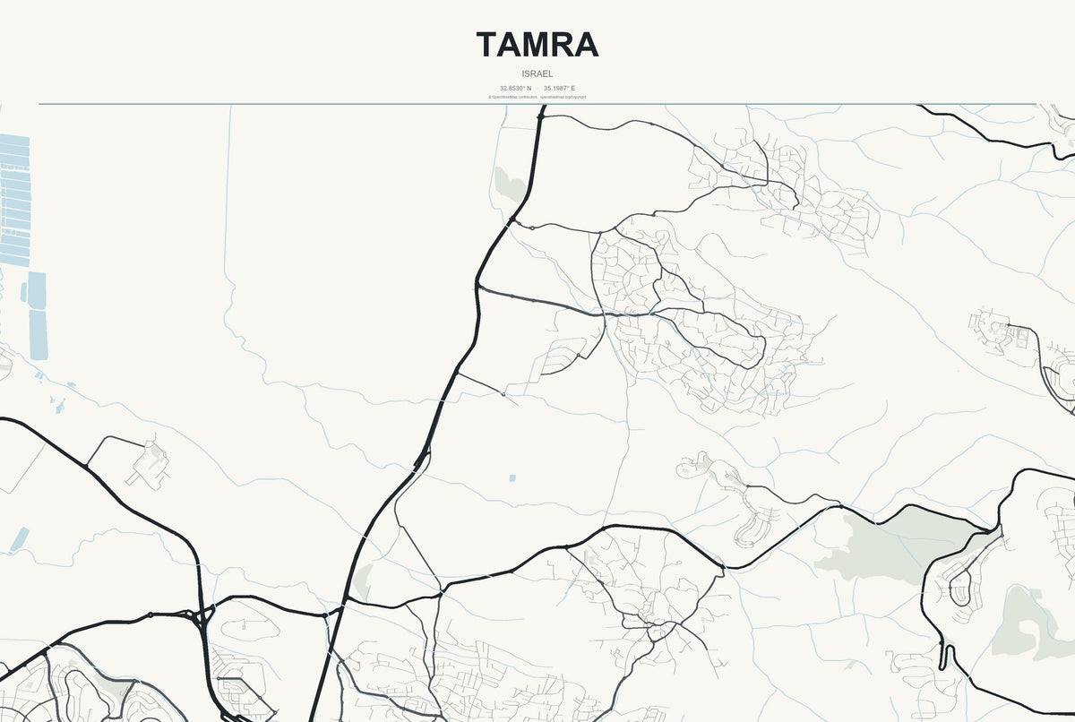 Tamra, Israel City Map Aluminum Sign in Headline Atlas style