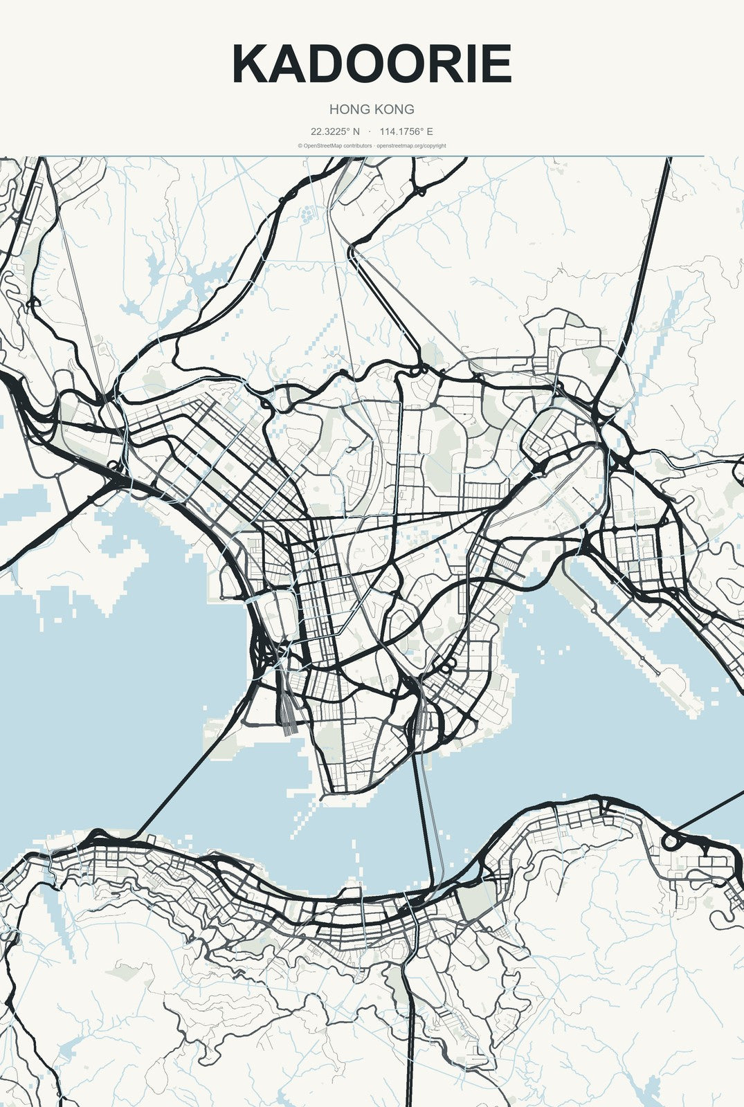 Kadoorie, Hong Kong City Map Aluminum Sign in Headline Atlas style