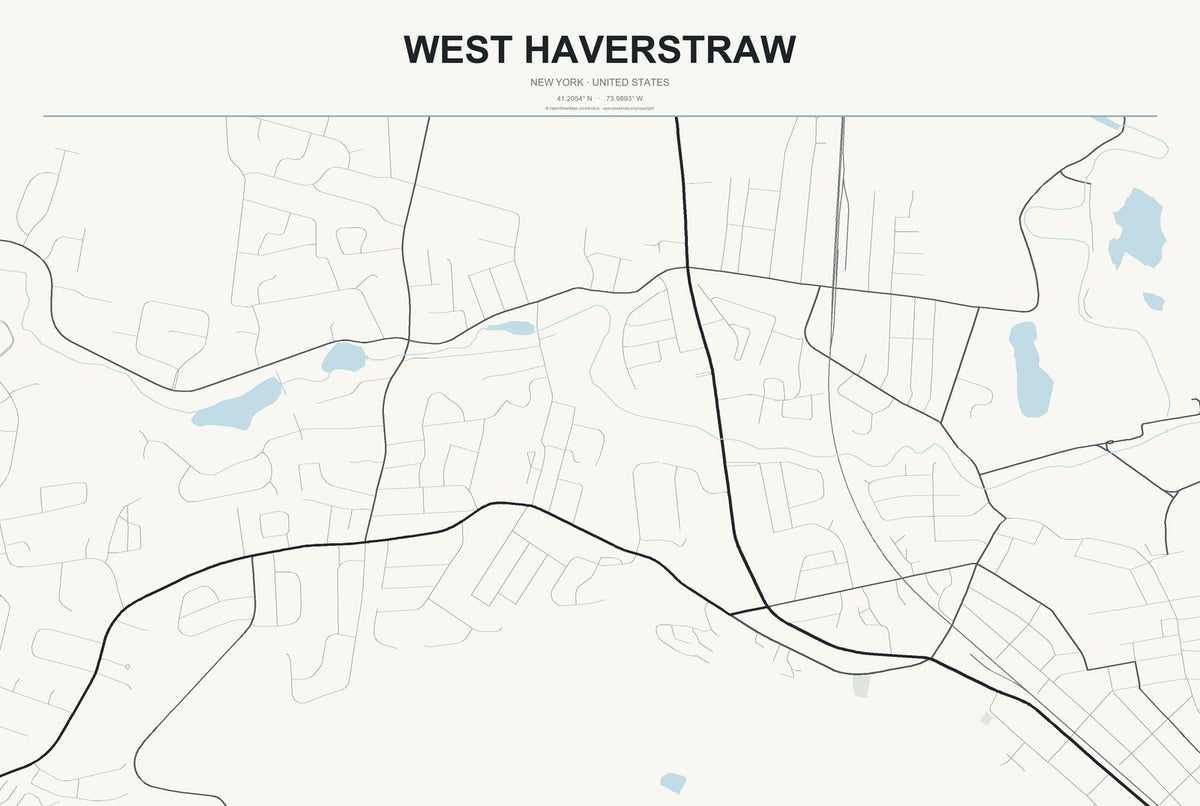 West Haverstraw, New York City Map Aluminum Sign in Headline Atlas style