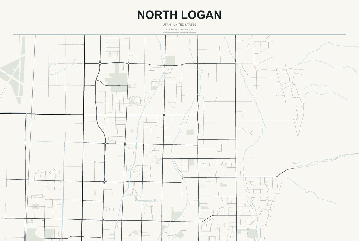 North Logan, Utah City Map Aluminum Sign in Headline Atlas style