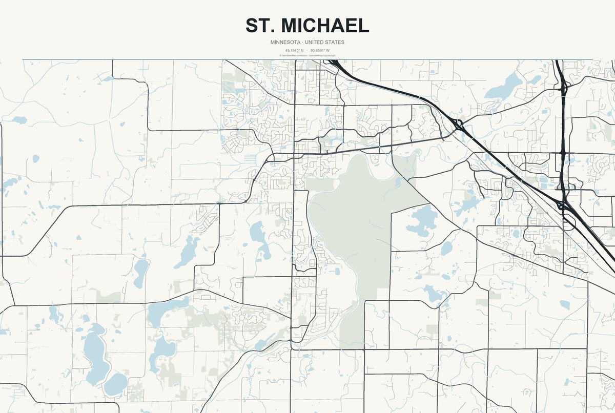 St. Michael, Minnesota City Map Aluminum Sign in Headline Atlas style