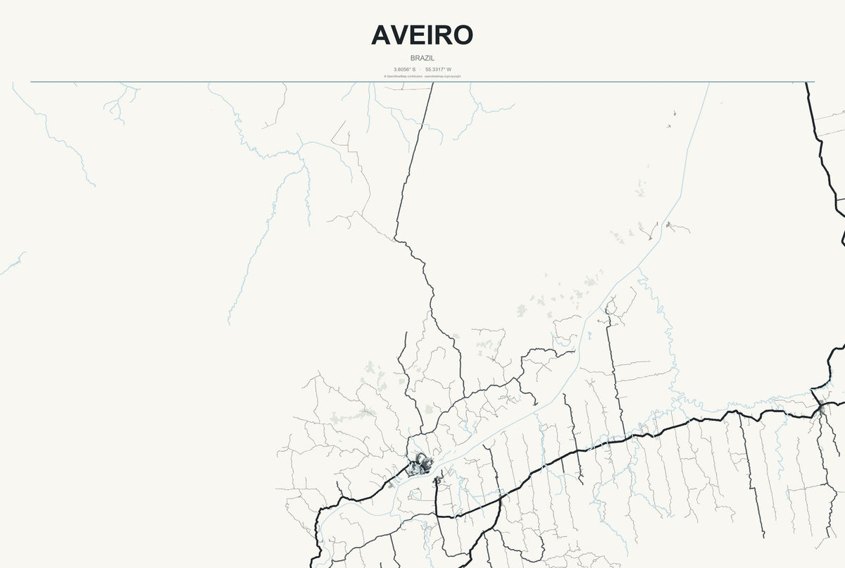 Aveiro, Brazil City Map Aluminum Sign in Headline Atlas style