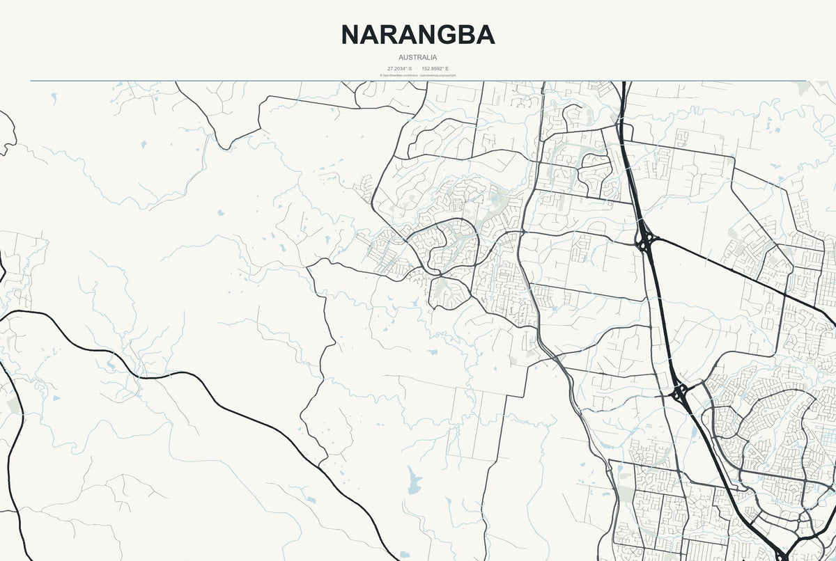 Narangba, Australia City Map Aluminum Sign in Headline Atlas style