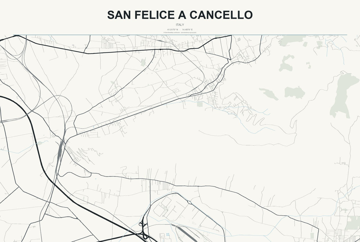 San Felice A Cancello, Italy City Map Aluminum Sign in Headline Atlas style