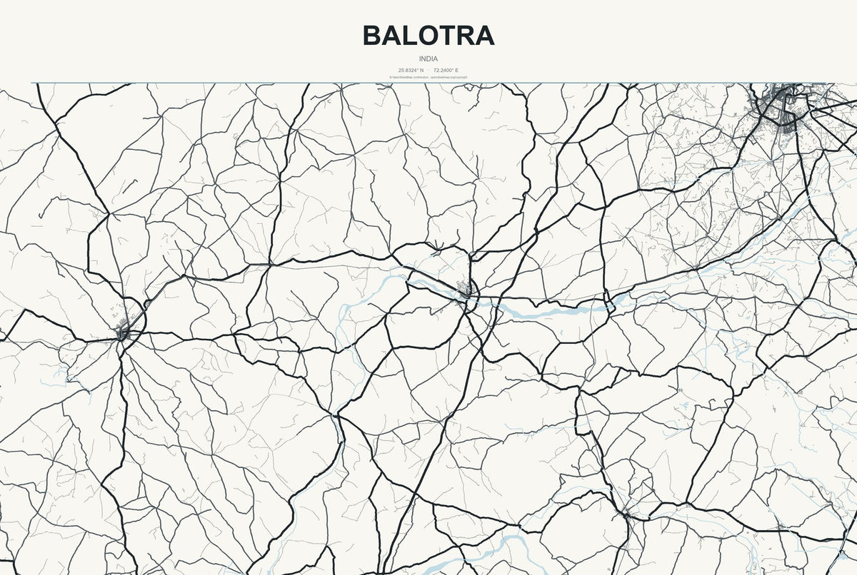 Balotra, India City Map Aluminum Sign in Headline Atlas style