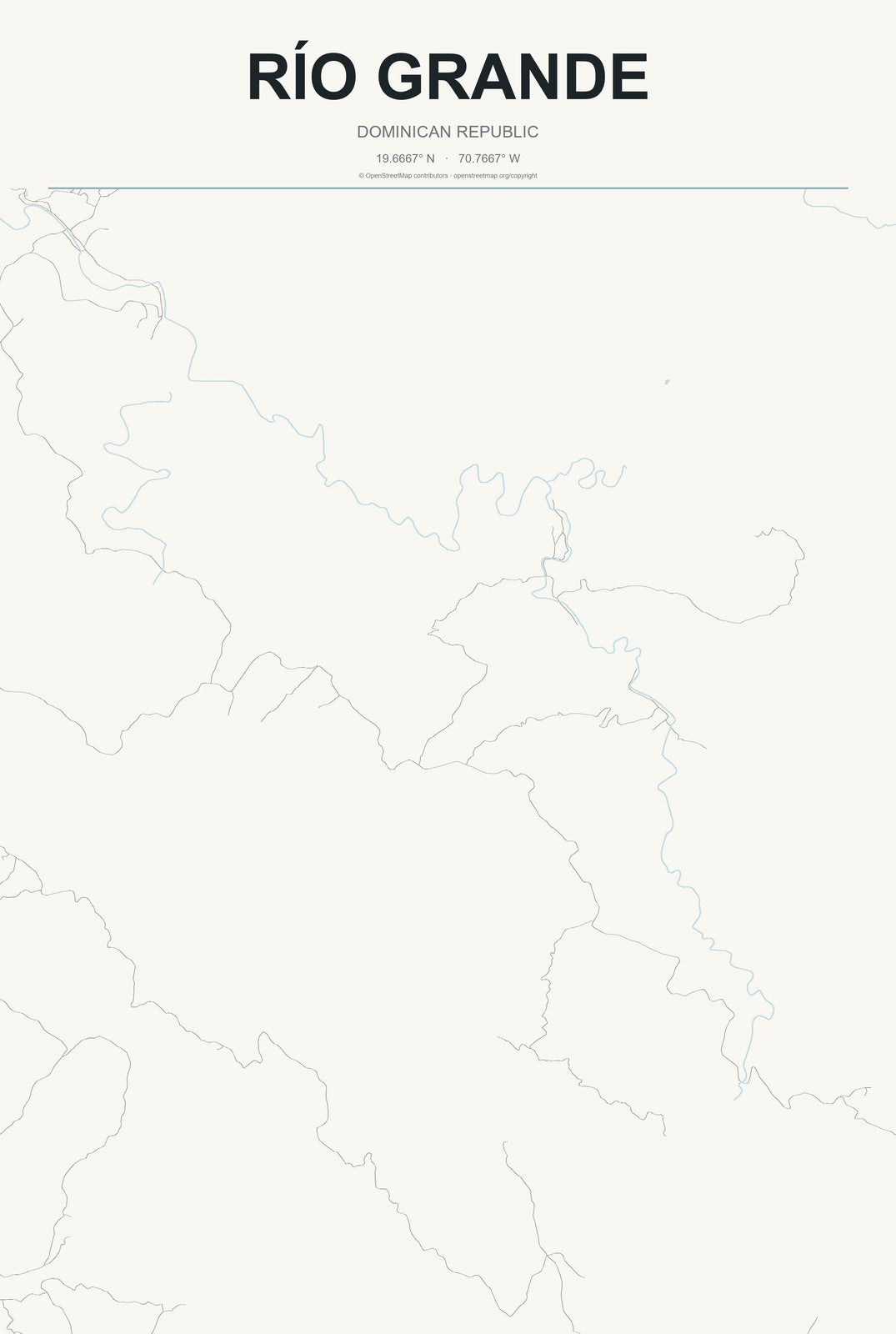Río Grande, Dominican Republic City Map Aluminum Sign in Headline Atlas style