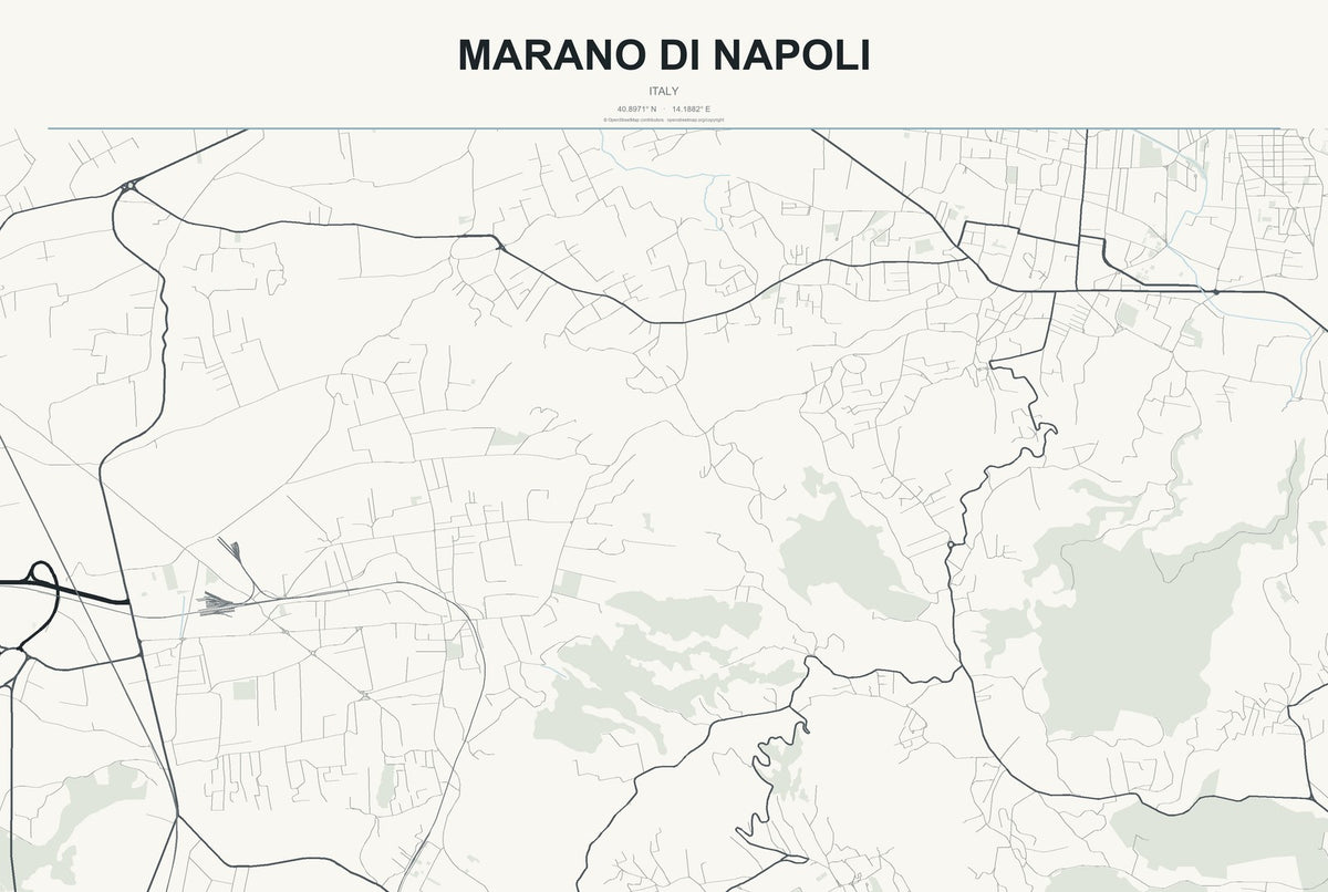 Marano di Napoli, Italy City Map Aluminum Sign in Headline Atlas style