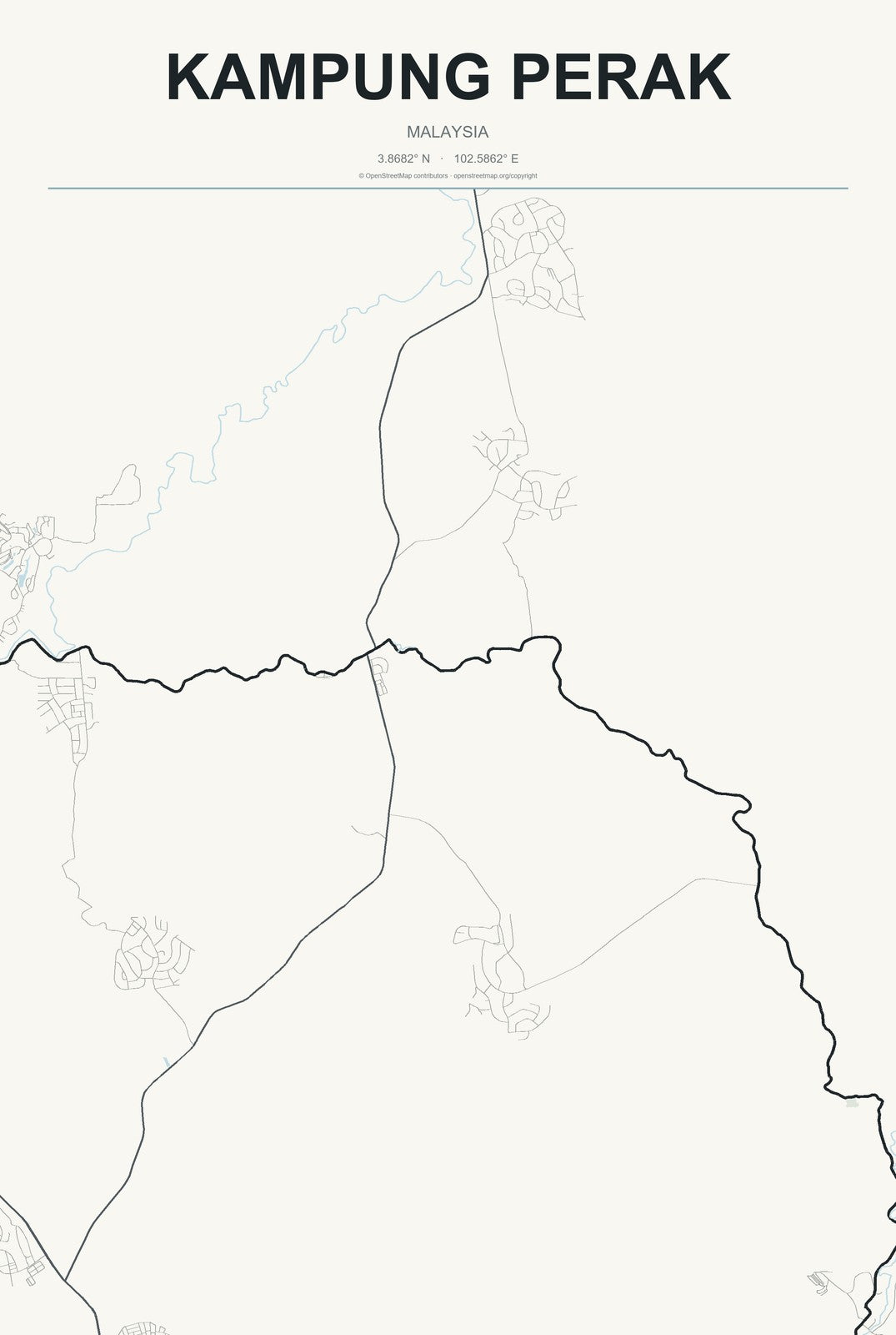 Kampung Perak, Malaysia City Map Aluminum Sign in Headline Atlas style