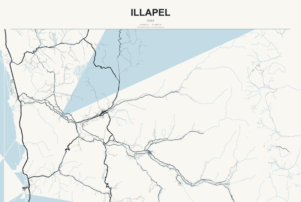 Illapel, Chile City Map Aluminum Sign in Headline Atlas style