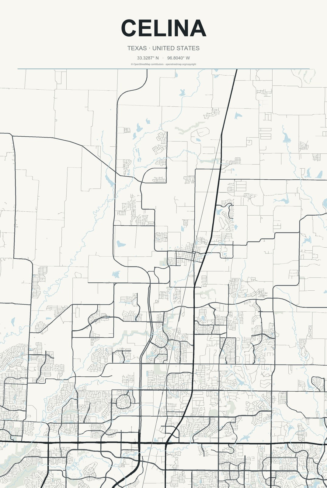 Celina, Texas City Map Aluminum Sign in Headline Atlas style