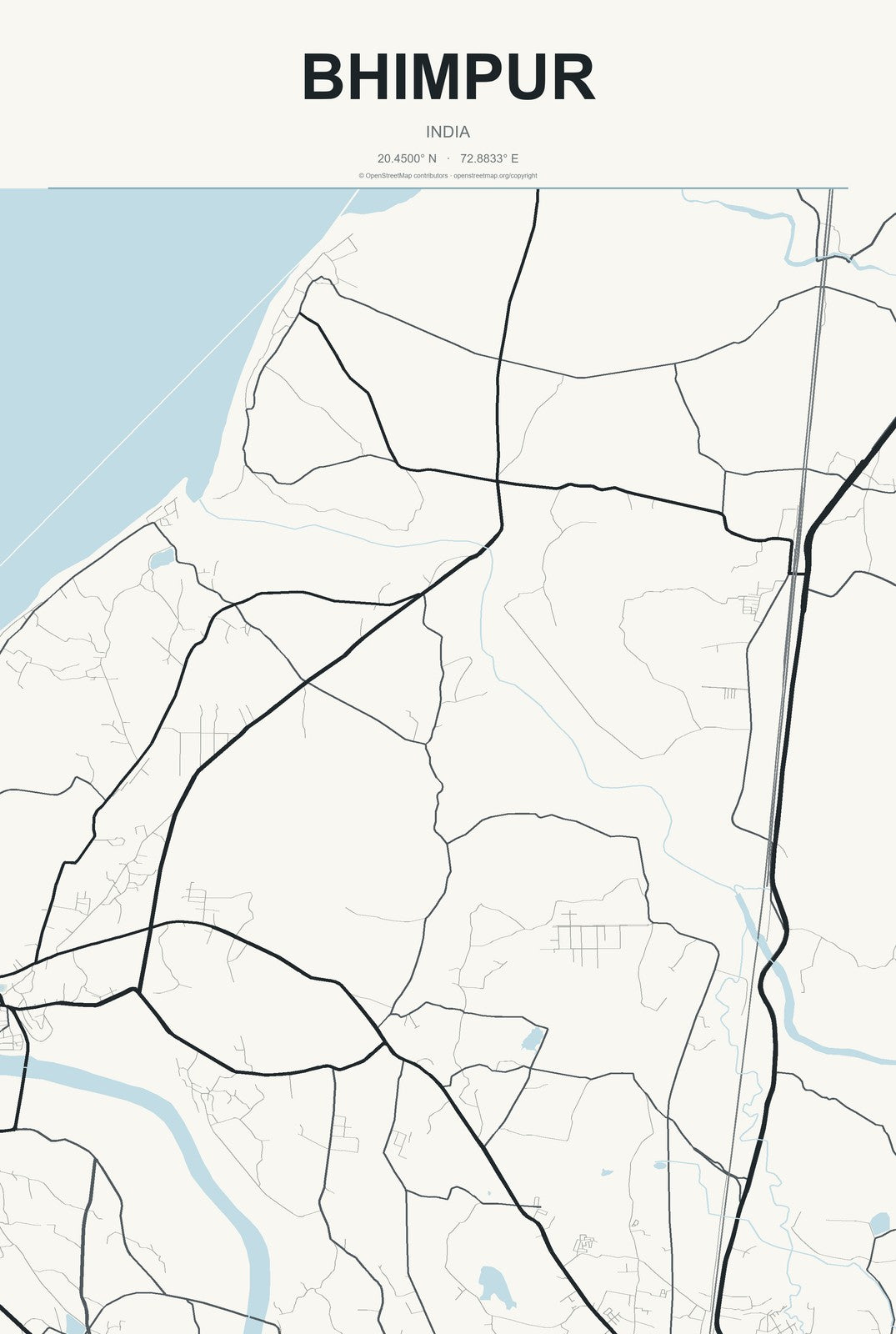 Bhimpur, India City Map Aluminum Sign in Headline Atlas style