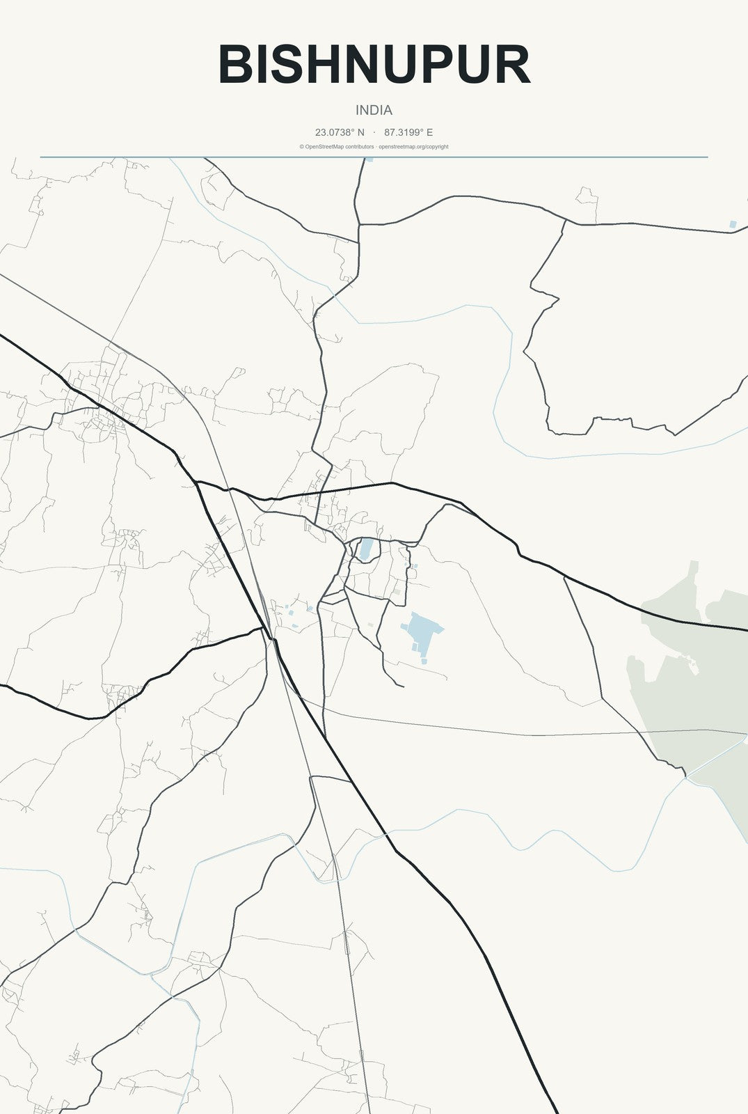 Bishnupur, West Bengal, India City Map Aluminum Sign in Headline Atlas style
