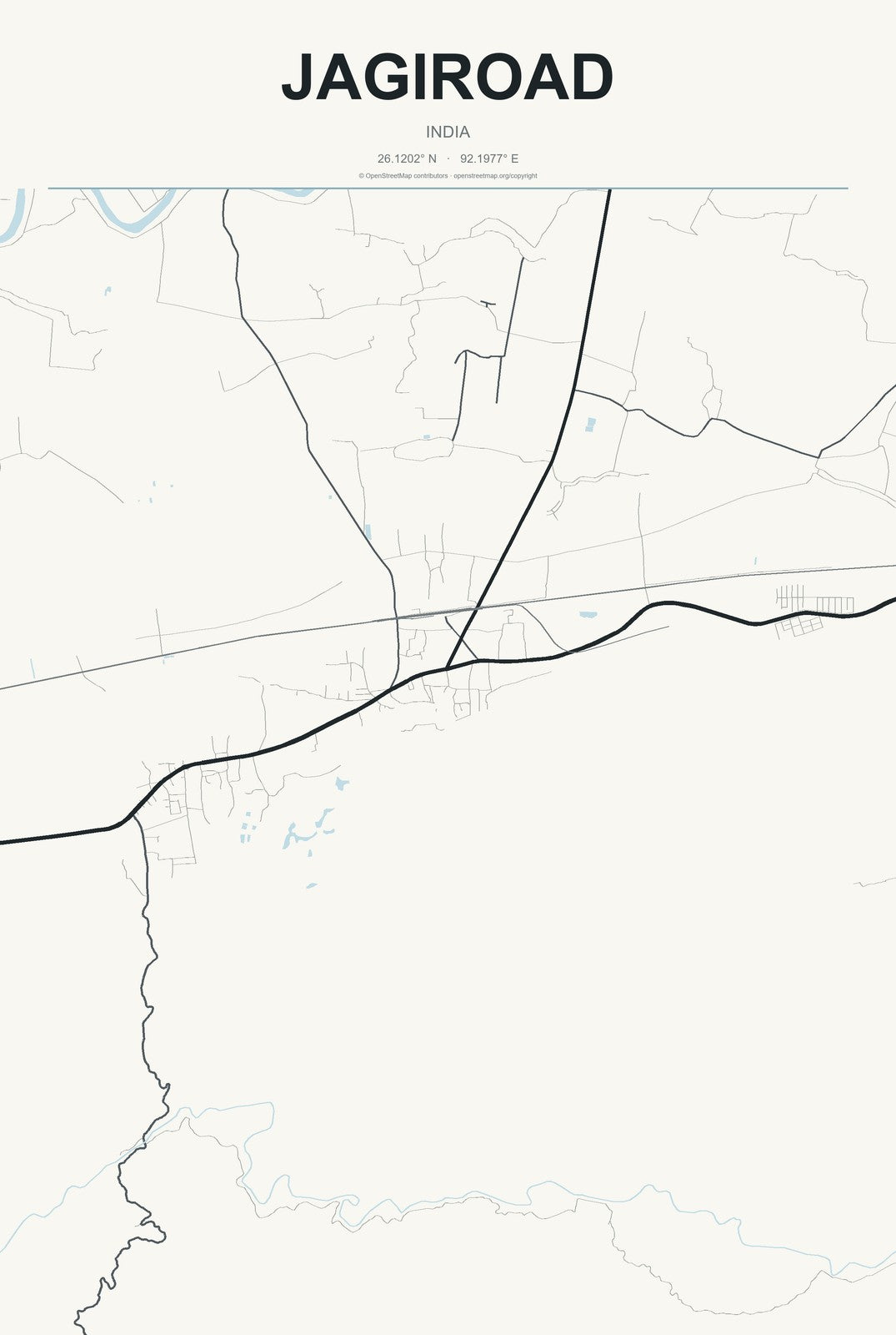 Jagiroad, India City Map Aluminum Sign in Headline Atlas style