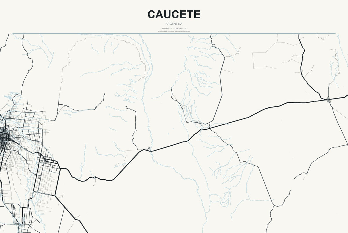 Caucete, Argentina City Map Aluminum Sign in Headline Atlas style