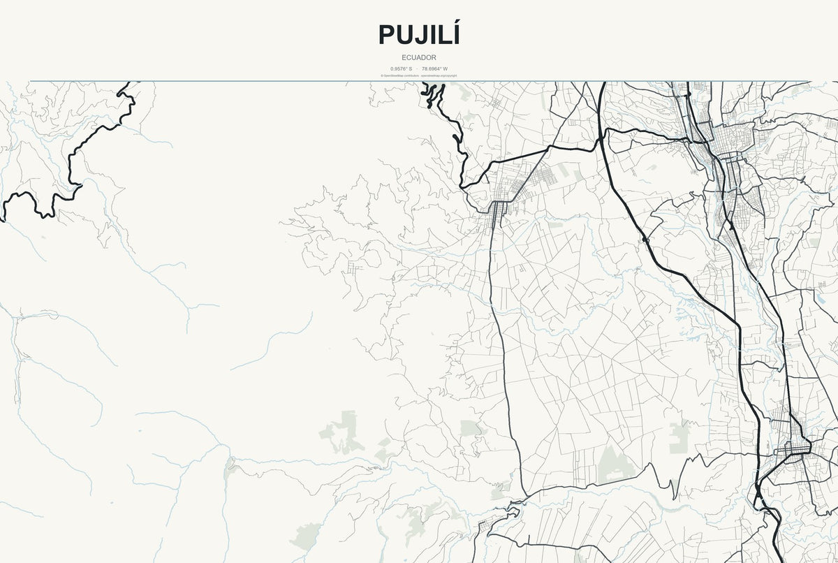 Pujilí, Ecuador City Map Aluminum Sign in Headline Atlas style
