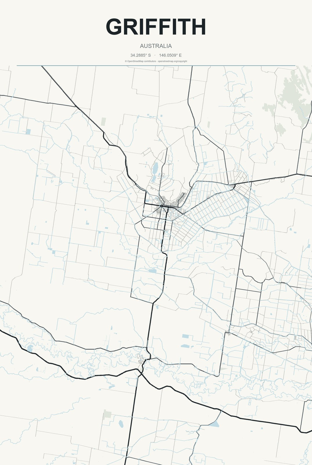 Griffith, Australia City Map Aluminum Sign in Headline Atlas style