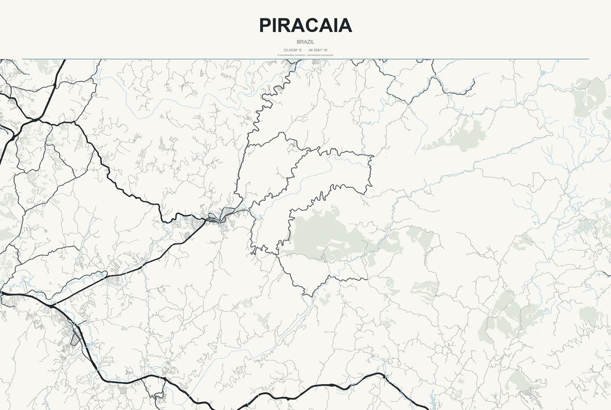 Piracaia, Brazil City Map Aluminum Sign in Headline Atlas style
