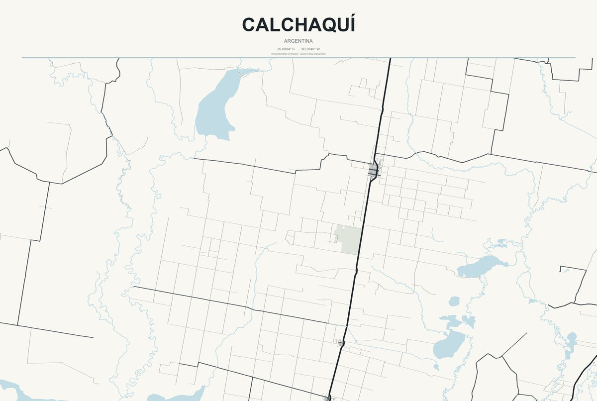 Calchaquí, Argentina City Map Aluminum Sign in Headline Atlas style