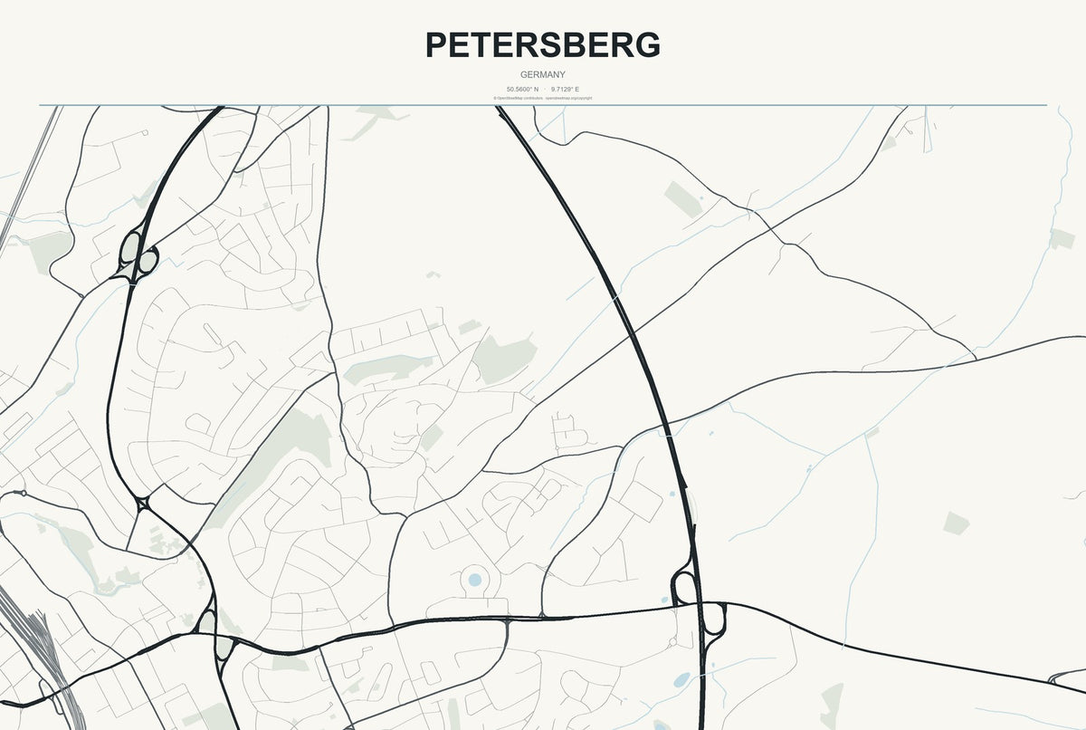 Petersberg, Germany City Map Aluminum Sign in Headline Atlas style