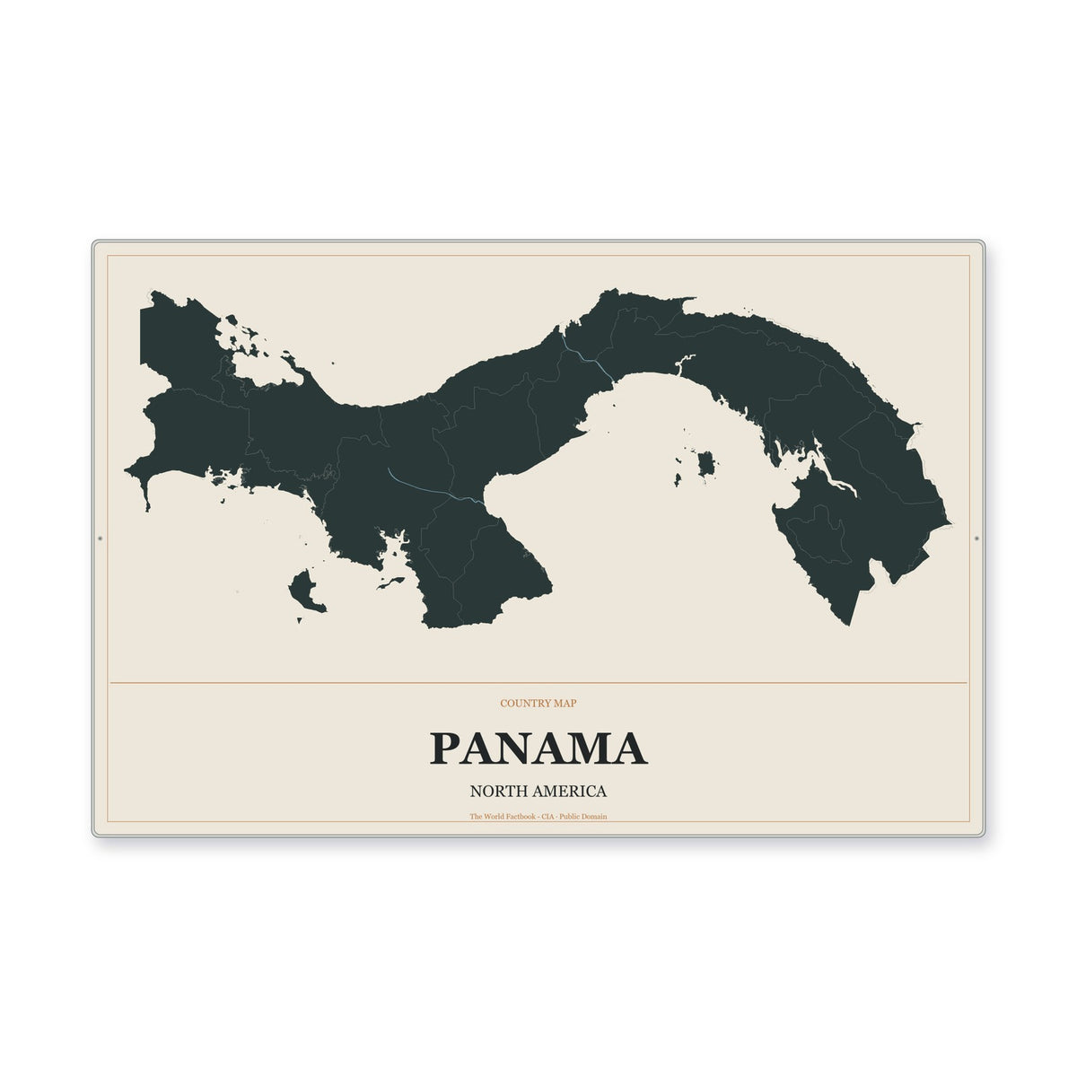 Panama Country Map Aluminum Sign in Headline Atlas style