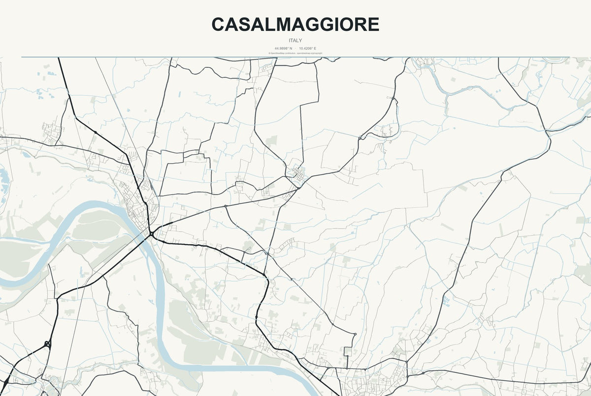 Casalmaggiore, Italy City Map Aluminum Sign in Headline Atlas style
