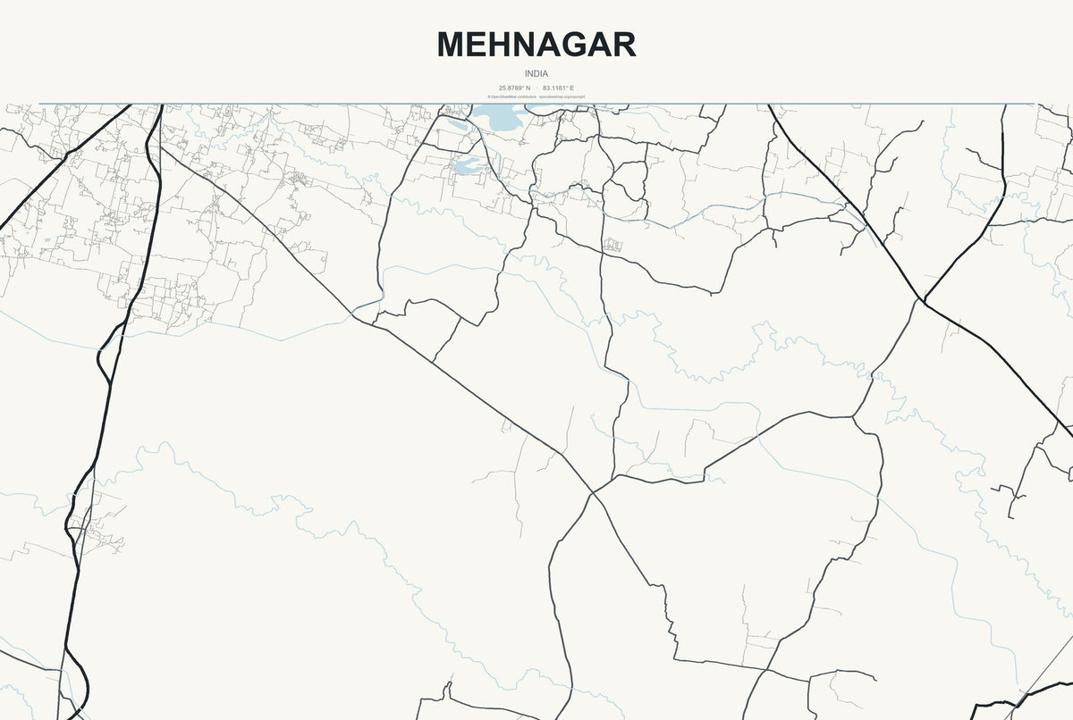 Mehnagar, India City Map Aluminum Sign in Headline Atlas style