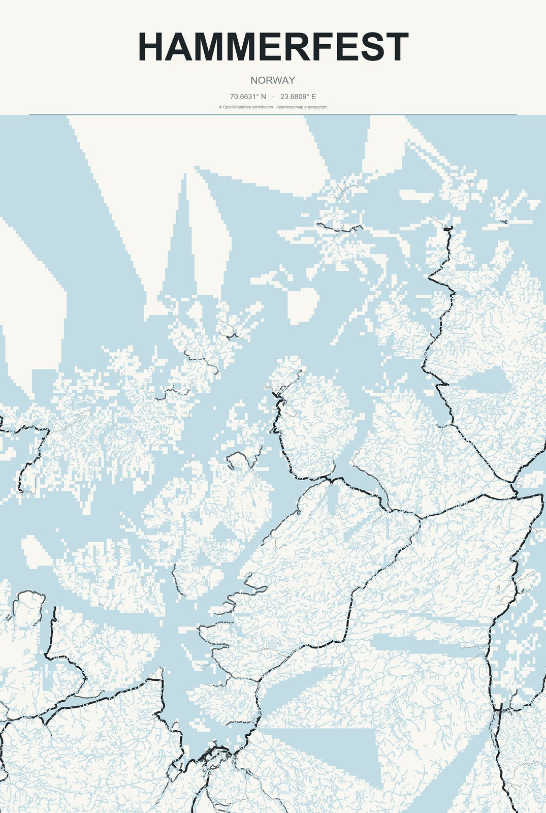 Hammerfest, Norway City Map Aluminum Sign in Headline Atlas style