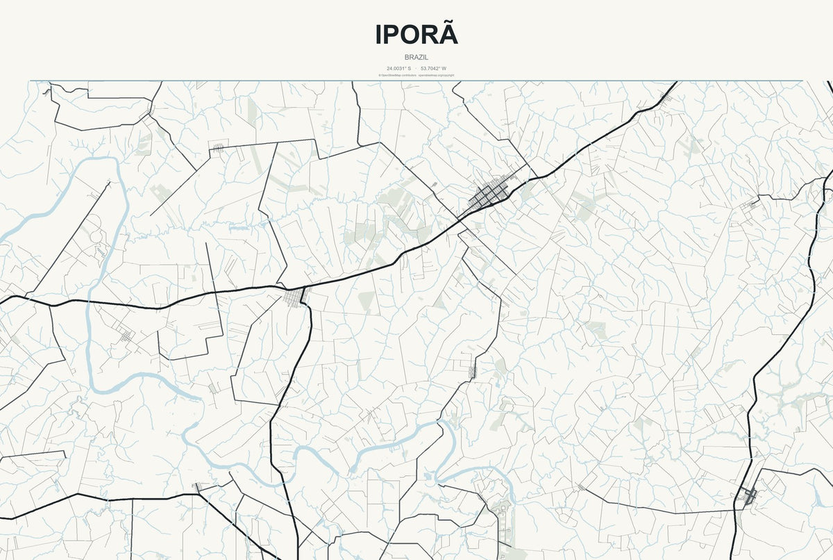 Iporã, Brazil City Map Aluminum Sign in Headline Atlas style