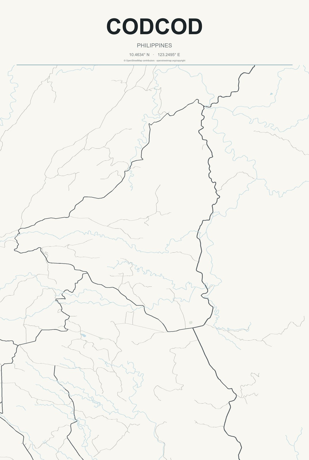 Codcod, Philippines City Map Aluminum Sign in Headline Atlas style