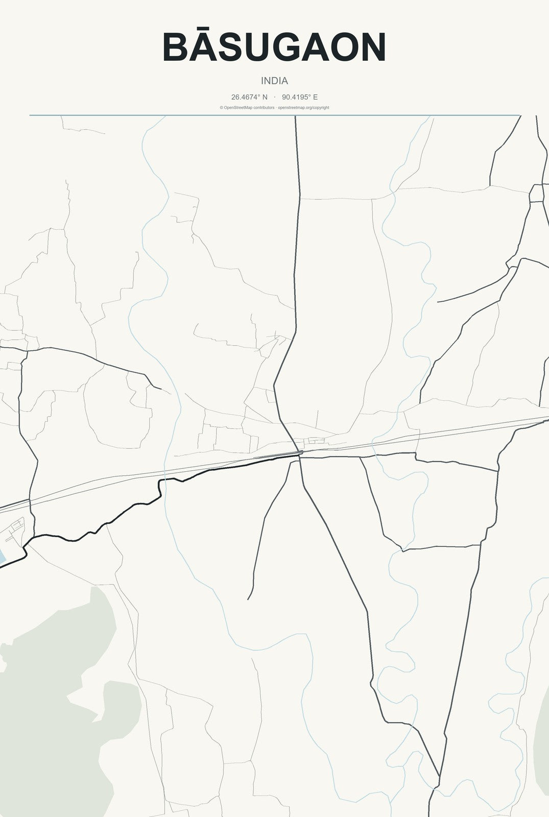 Bāsugaon, India City Map Aluminum Sign in Headline Atlas style