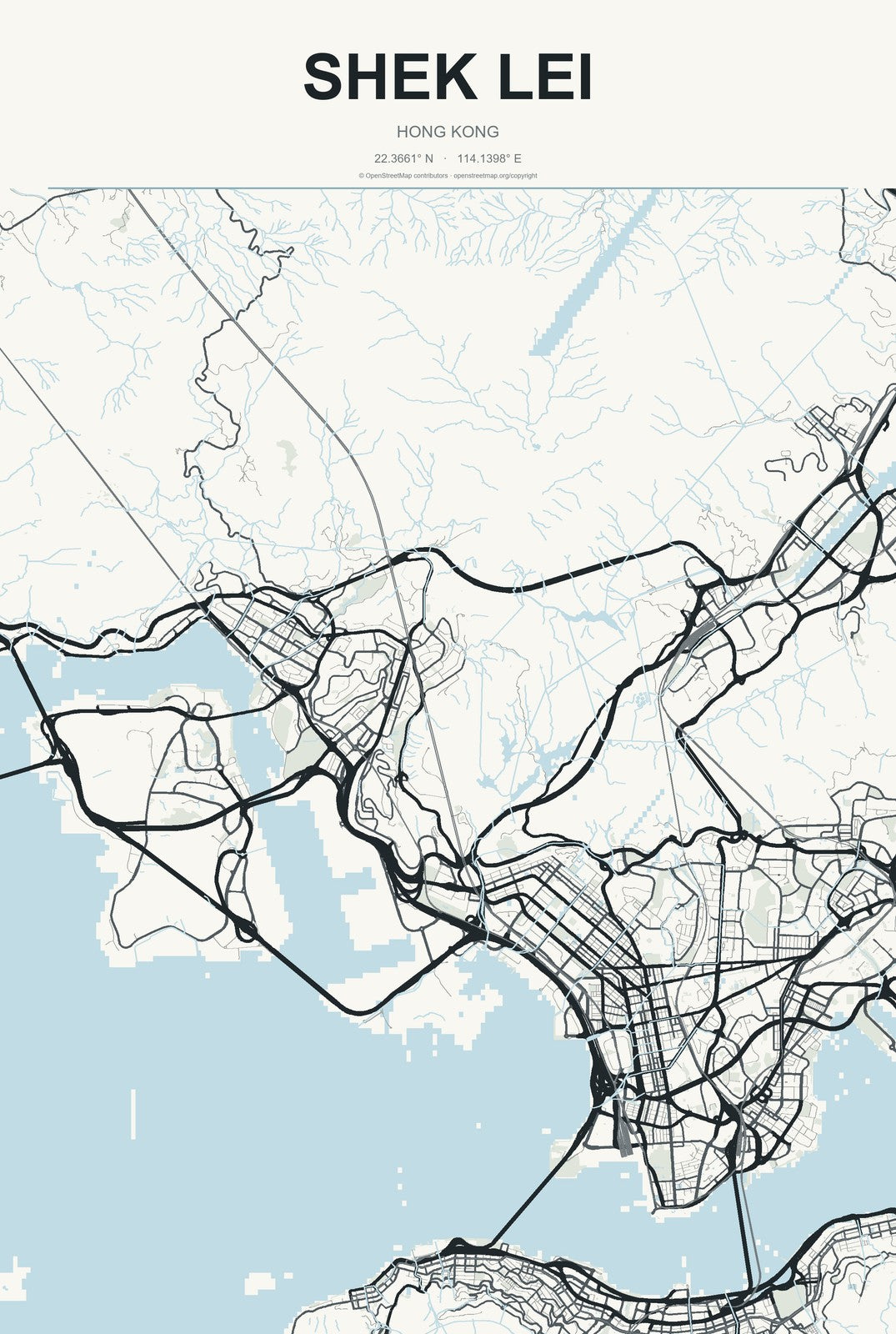 Shek Lei, Hong Kong City Map Aluminum Sign in Headline Atlas style