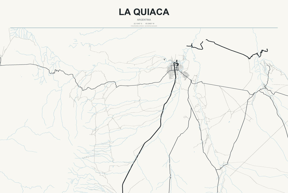 La Quiaca, Argentina City Map Aluminum Sign in Headline Atlas style