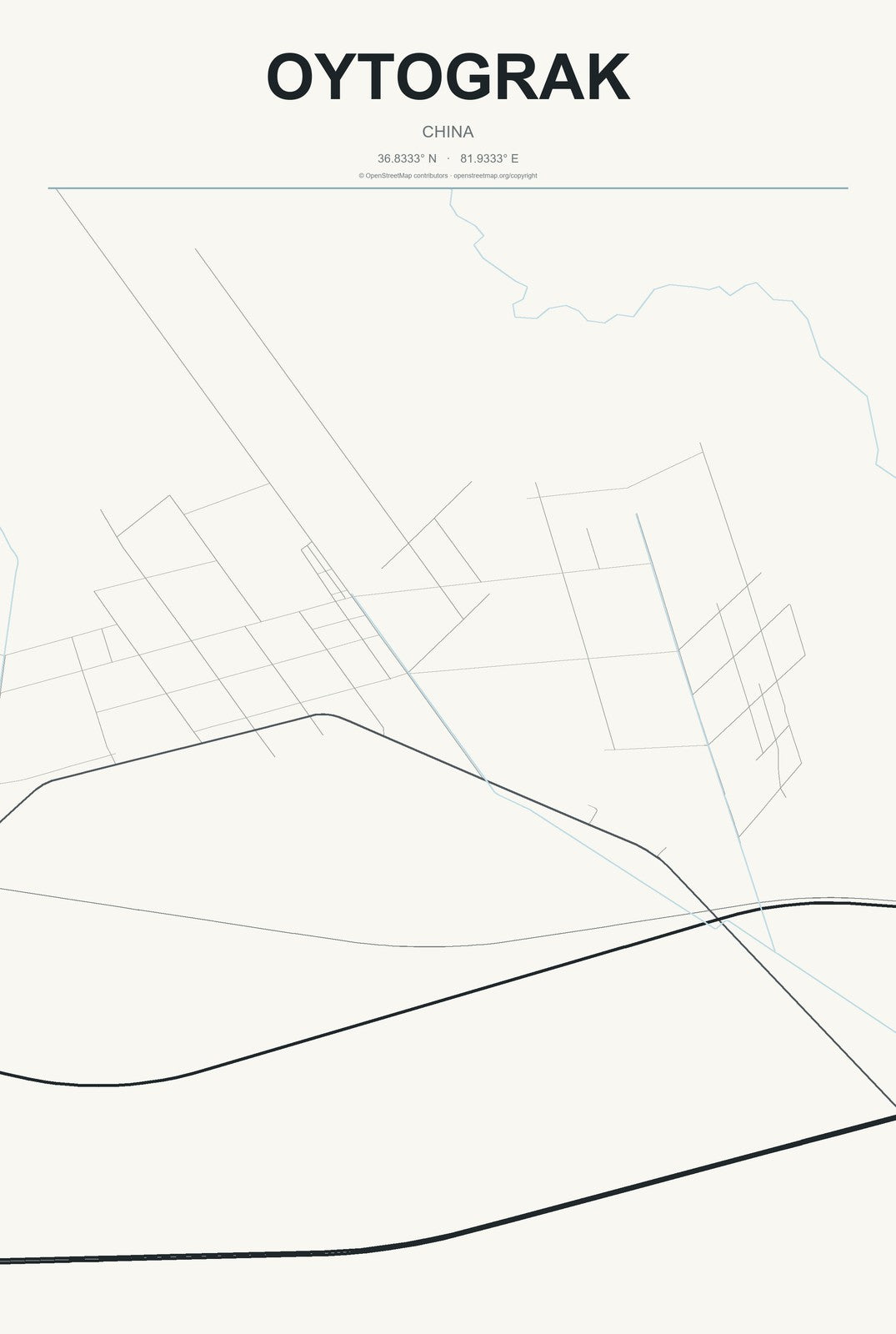 Oytograk, China City Map Aluminum Sign in Headline Atlas style