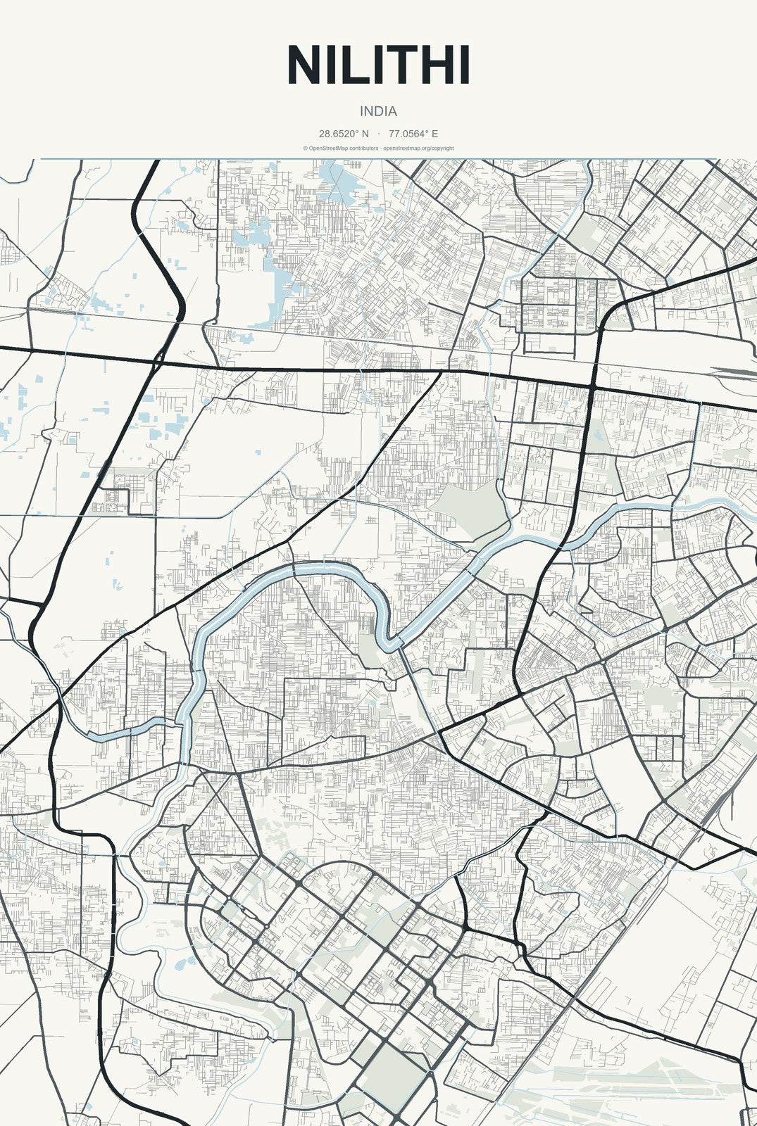 Nilithi, India City Map Aluminum Sign in Headline Atlas style