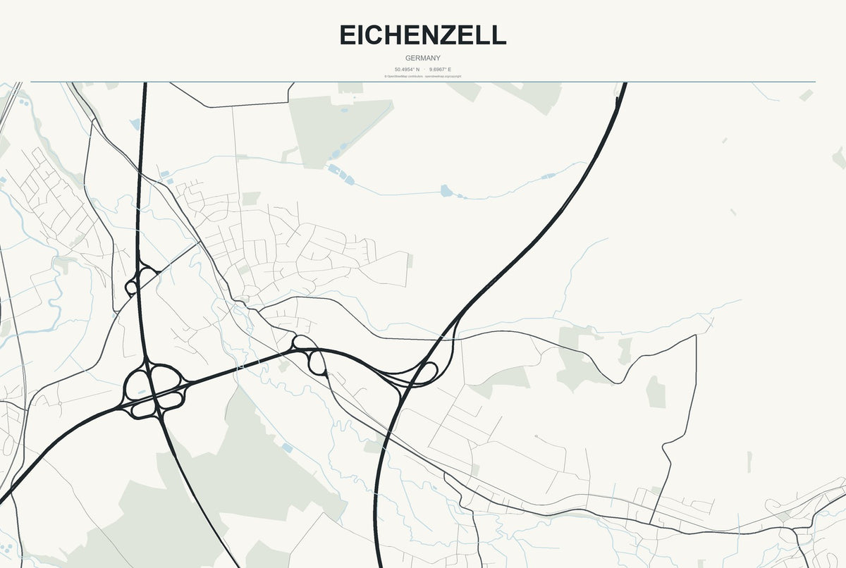 Eichenzell, Germany City Map Aluminum Sign in Headline Atlas style