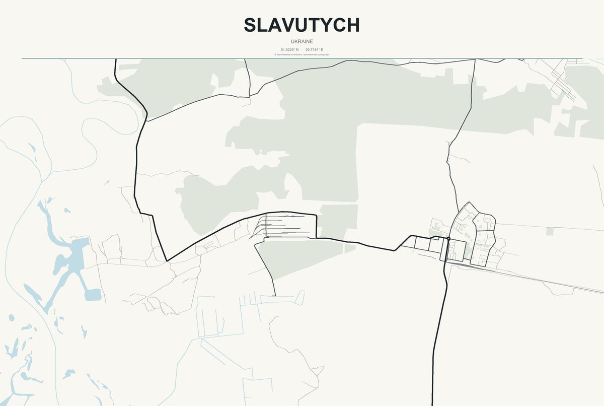 Slavutych, Ukraine City Map Aluminum Sign in Headline Atlas style