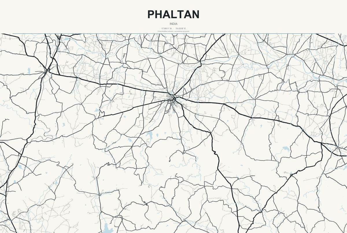 Phaltan, India City Map Aluminum Sign in Headline Atlas style
