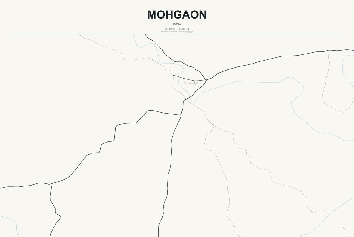 Mohgaon, India City Map Aluminum Sign in Headline Atlas style