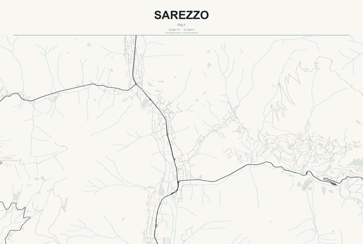 Sarezzo, Italy City Map Aluminum Sign in Headline Atlas style